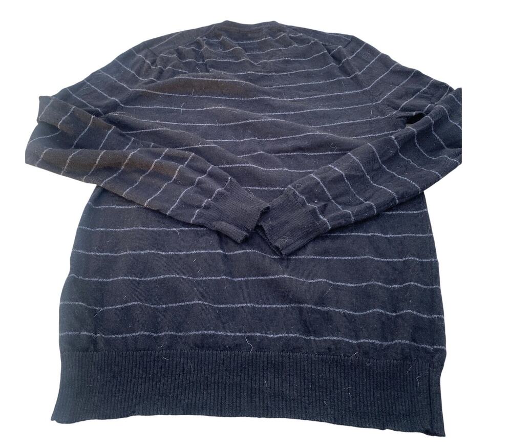 Men's Calvin Klein Extra Fine Merino Wool Sweater - Black/Gray Stripes - Size M